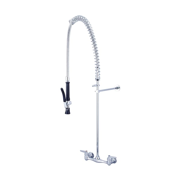 Two Handle Wallmount Pre-Rinse Faucet, NPT, Wallmount, Polished Chrome, Flow Rate (GPM): 1.1